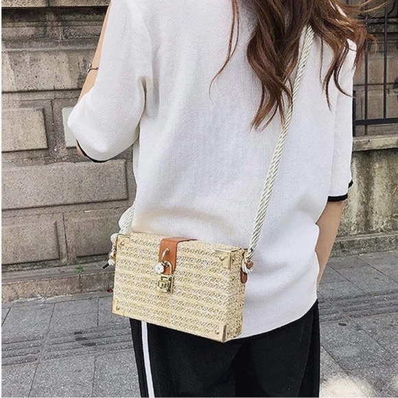 Handbags - Women Mini Straw Woven Crossbody Shoulder Bag Flower Handbag Purse Cottagecore